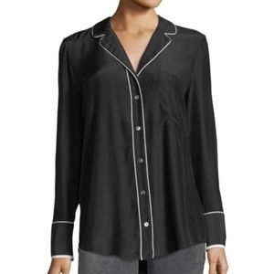 Frame - Silk Black/White Button Down Pajama Top